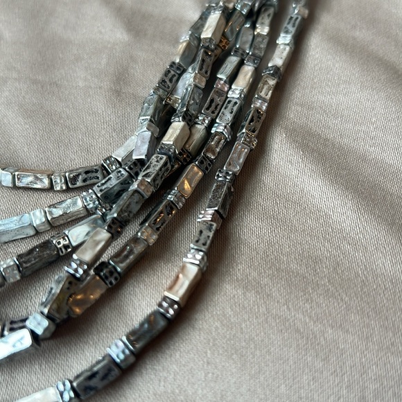 Chico’s Tribal Six Strand Silver Tone Beaded  Necklace - Picture 3 of 5